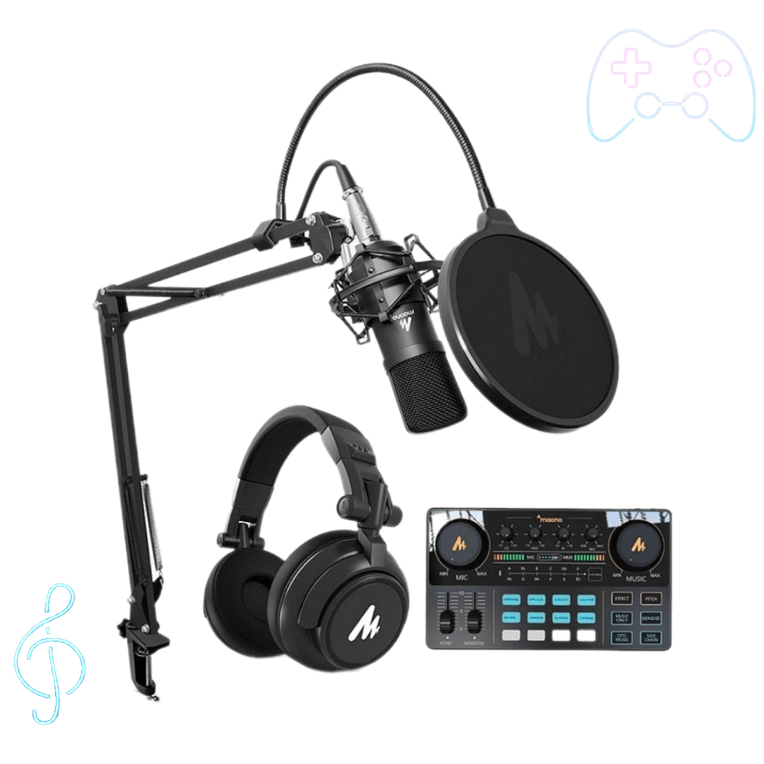 Professional Audio Microphone Headphones & Mixer Set