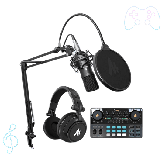 Professional Audio Microphone Headphones & Mixer Set